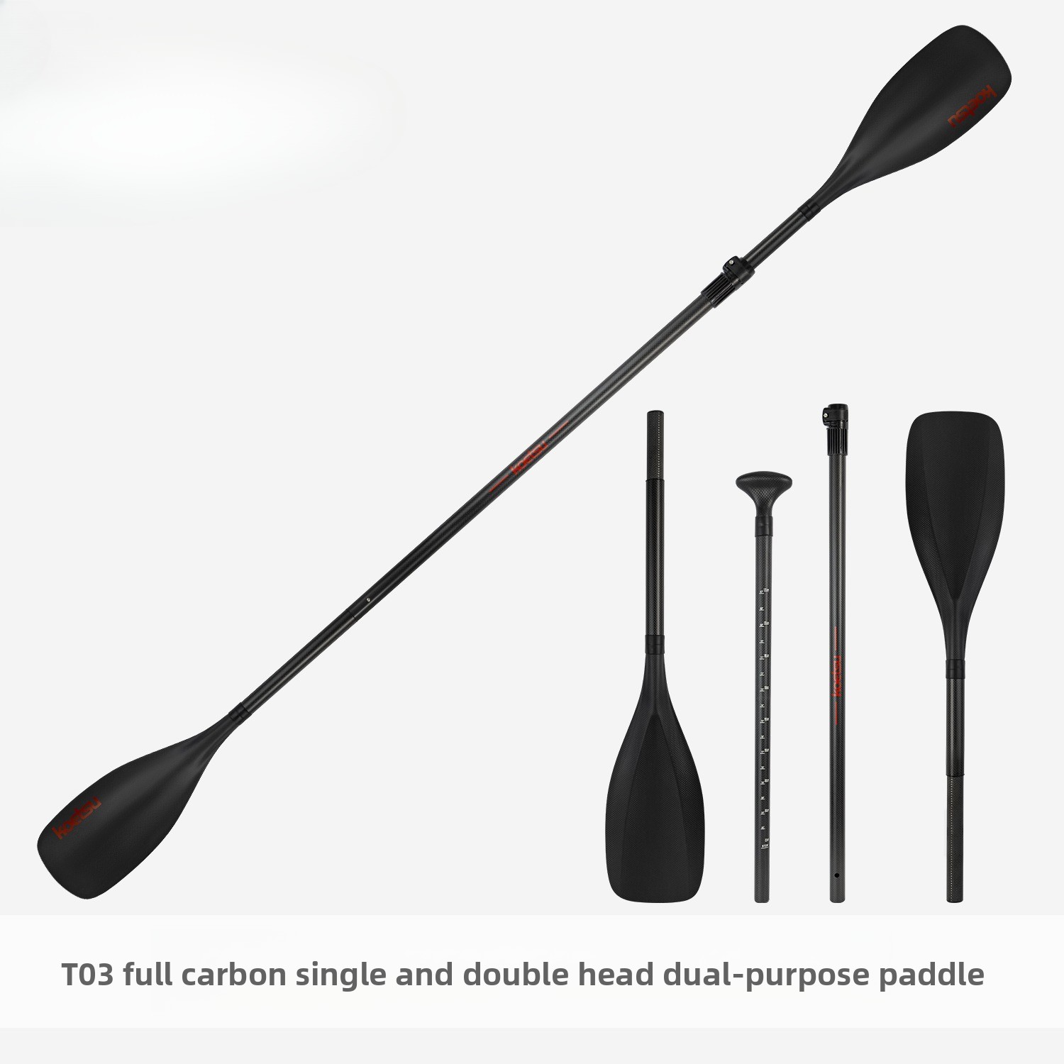 Kayak Paddle Carbon - Vollcarbon-Einzel- und Doppelkopf-Paddel für Kajak, SUP,